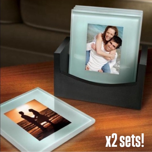 NEW: 2x Boxes SARAH Peyton Home - Glass Photo Coasters (8 Total) Housewarming - Picture 1 of 10
